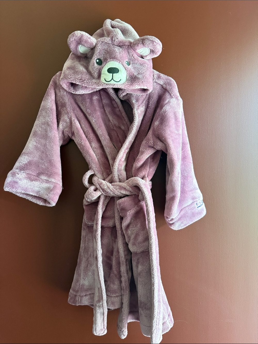 L.L. Bean Kids Plush Bear Hooded Robe - Mauve Pink